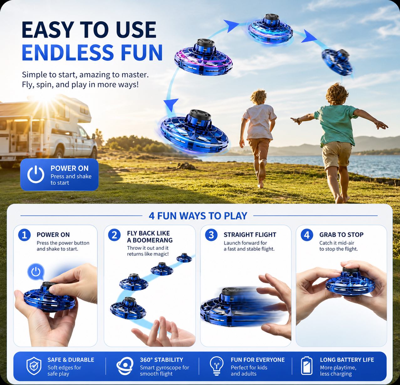 SPINRANG - Motorized Boomerang Flying Spinner